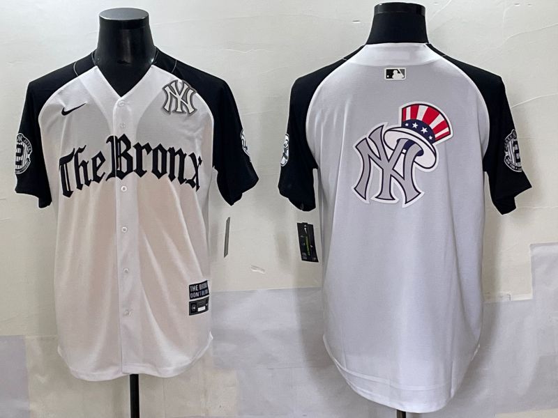 Men 2025 New York Yankees Blank White black Five generations Joint Name Nike MLB Jersey style 64->new york yankees->MLB Jersey